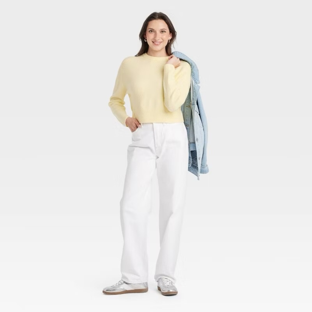 BNWT butter yellow cropped sweater in size XXL